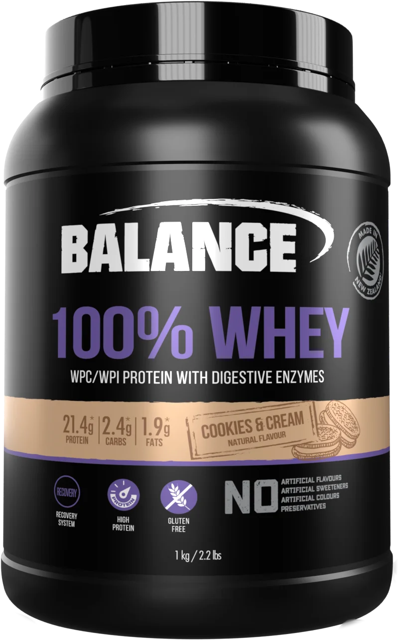 Balance 100 Whey Natural Cookies &amp; Cream 1kg 纯蛋白粉(曲奇味)【保质期2028/03】